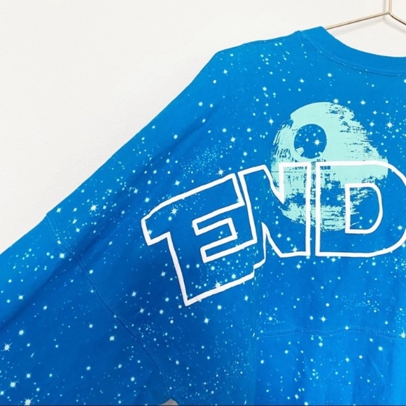 Disney Parks Star Wars ENDOR Spirit Jersey Ewok Blue Starry Sky Size Small - Picture 9 of 12